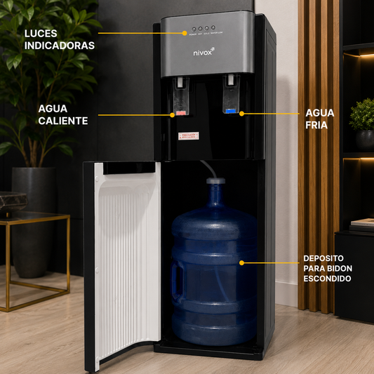 Dispensador de Agua Bidón Oculto Frío y Caliente Negro | Nivox