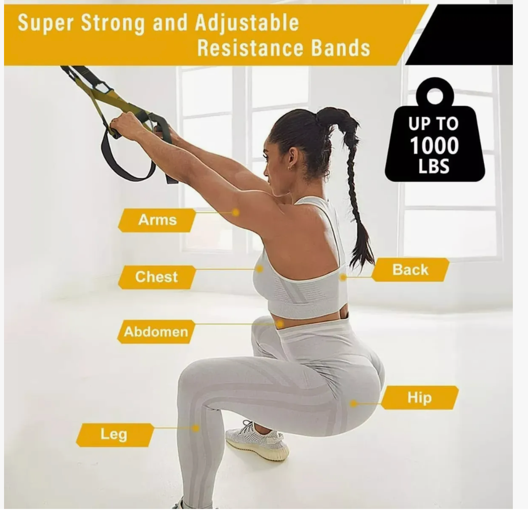 Set Bandas De Suspensión Bodytrainer Trx Pro Color Negro