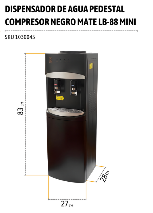 Dispensador de Agua Pedestal Compresor Negro Mate LB-88 Mini