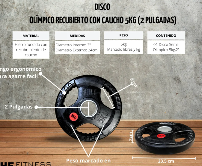 Disco Olimpico 5 Kilos (total 5 Kilos) 1 unidad