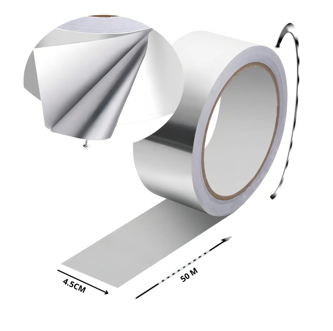 Cinta Huincha De Aluminio Adhesiva 50m Color Plateado