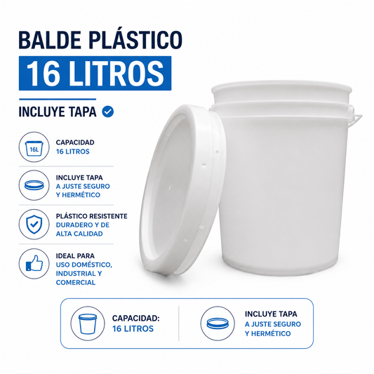 Balde Tineta 16 Lts. Estandar Con Tapa