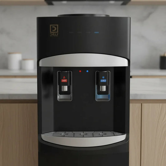 Dispensador de Agua Pedestal Negro Mate grande Ventilador LB-88 93 cm