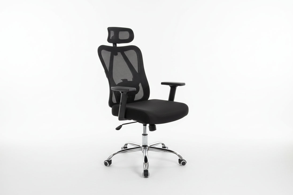 Silla De Escritorio Grecia Alta Brazo Reg Y Cabecero regulable Color Negro