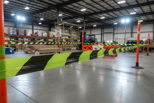 me refiero a una cinta de seguridad verde con negro reflectante