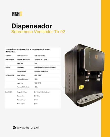 Dispensador de Agua Sobremesa Frío y Caliente Negro
