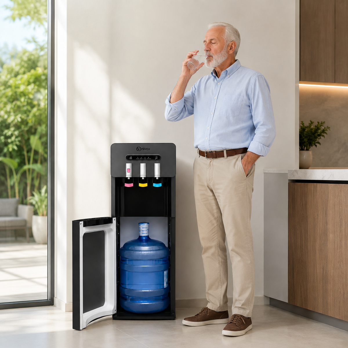 Dispensador de Agua Bidón Oculto 3 Llaves Negro