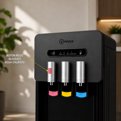 Dispensador de Agua Bidón Oculto 3 Llaves Negro