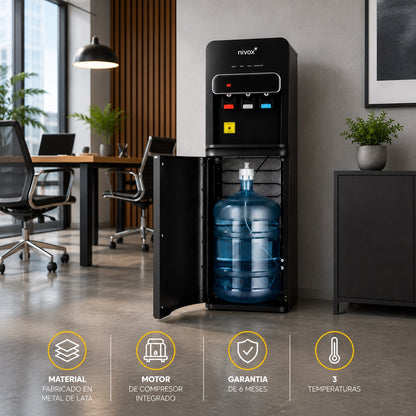 Dispensador de Agua Bidón Oculto con Compresor Negro Nivox
