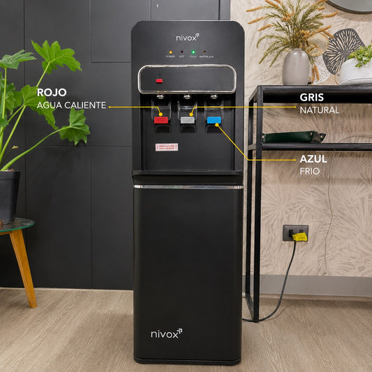 Dispensador de Agua Bidón Oculto con Compresor Negro Nivox