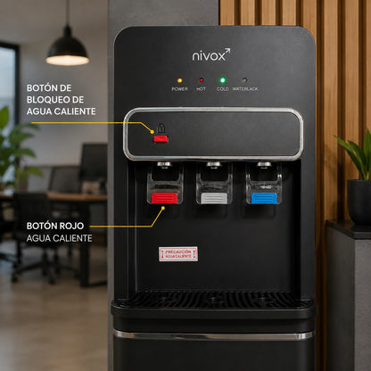 Dispensador de Agua Bidón Oculto con Compresor Negro Nivox