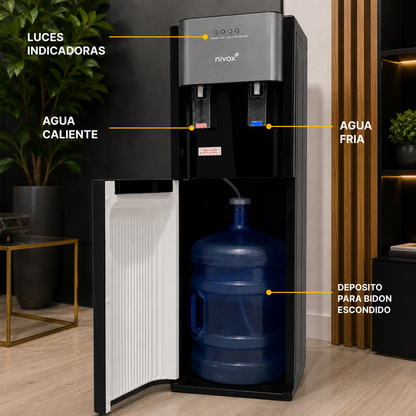 Dispensador de Agua Bidón Oculto Frío y Caliente Negro | Nivox