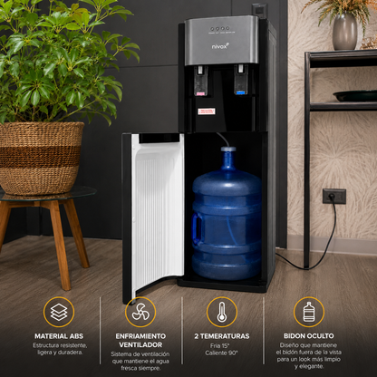 Dispensador de Agua Bidón Oculto Frío y Caliente Negro | Nivox