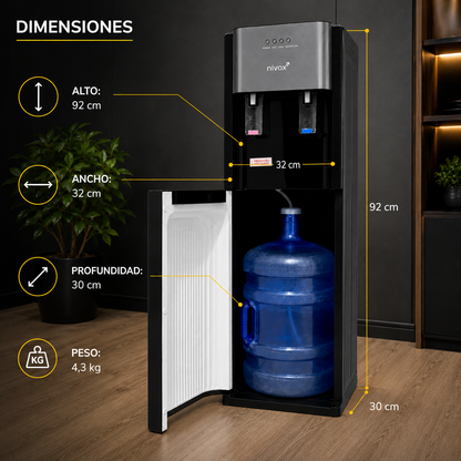 Dispensador de Agua Bidón Oculto Frío y Caliente Negro | Nivox