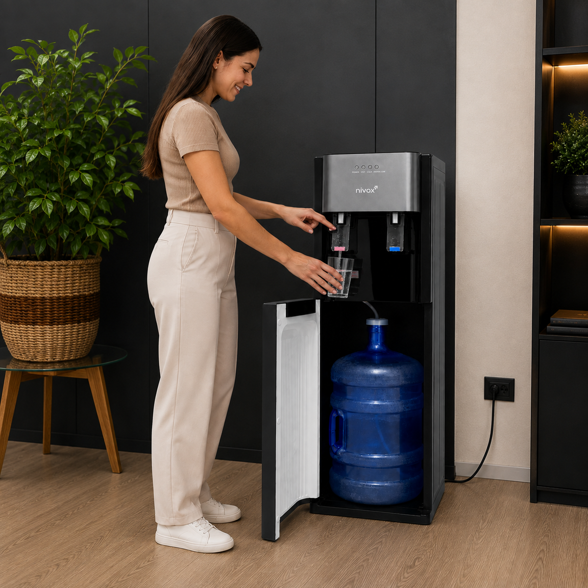 Dispensador de Agua Bidón Oculto Frío y Caliente Negro | Nivox
