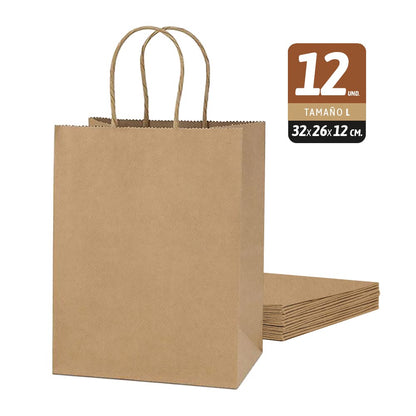 Bolsa de papel kraft L 32 x 26 x 12 cm (12 und.) L