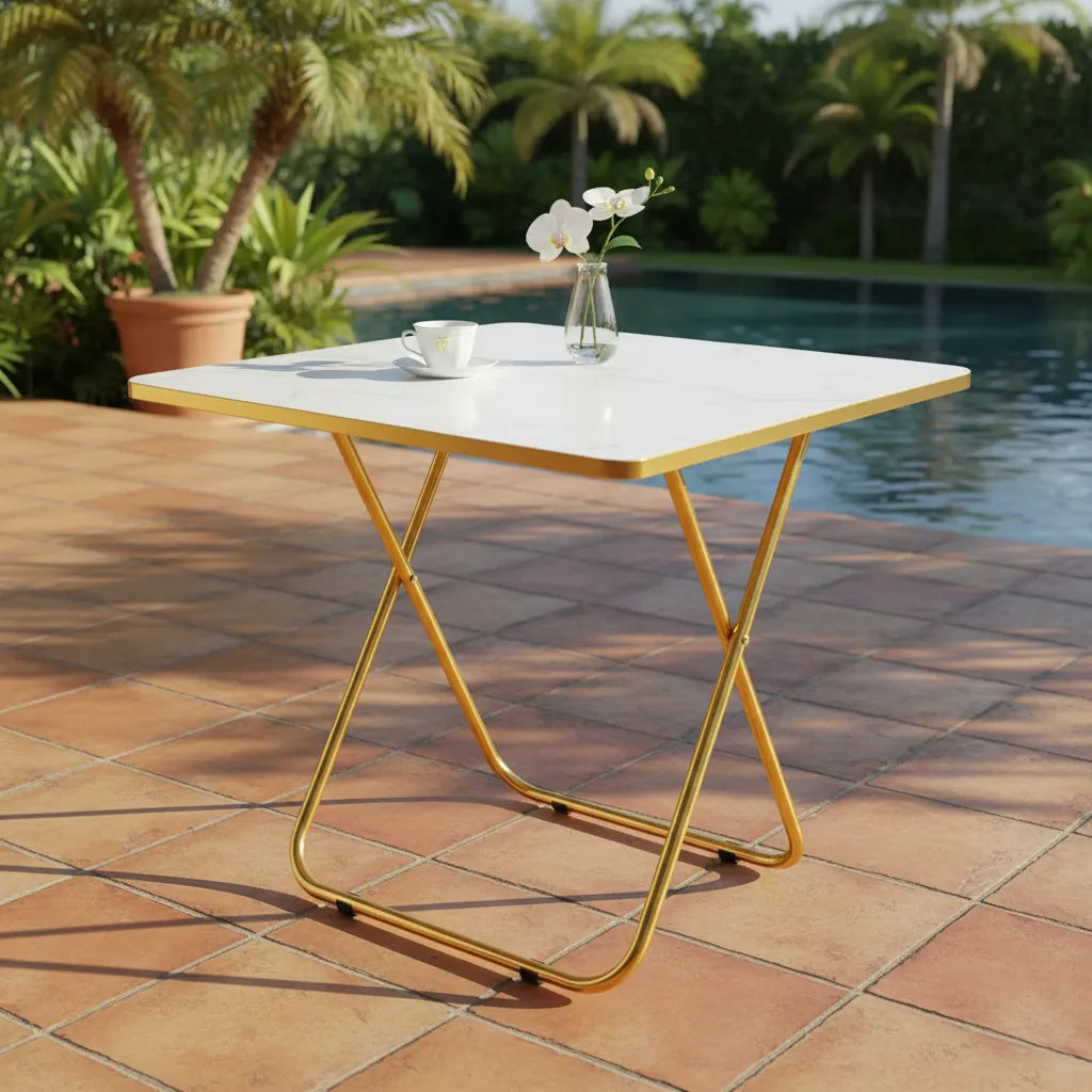 Mesa Plegable Cuadrada 70x70 cm Blanca