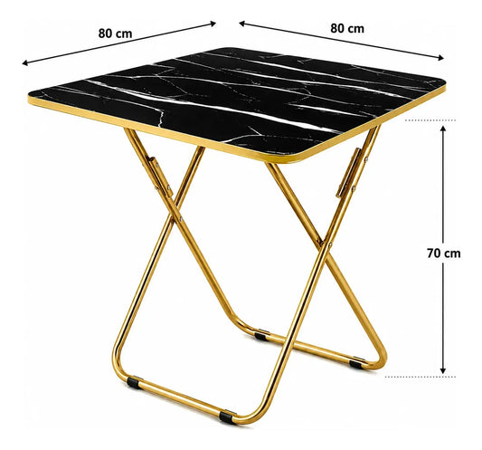 Mesa Plegable Cuadrada 80x80 cm Negra