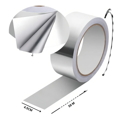 Cinta Huincha De Aluminio Adhesiva 50m Color Plateado