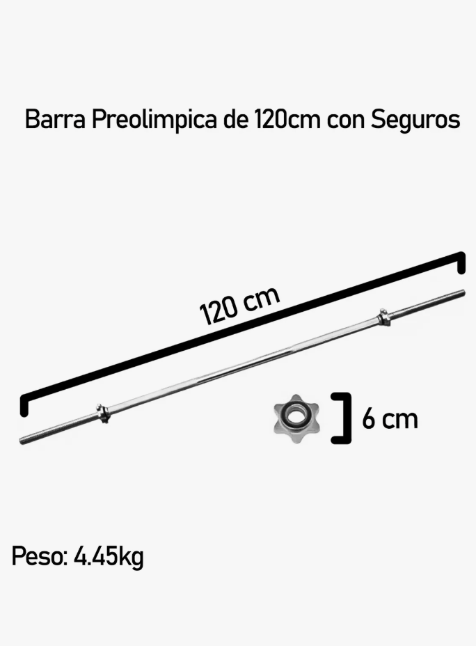 Barra Preolimpica Recta De 120 Cm Cromada Color Plateado