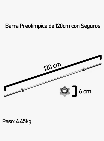 Barra Preolimpica Recta De 120 Cm Cromada Color Plateado