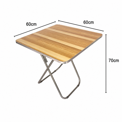 Mesa plegable cuadrada marron 60x60
