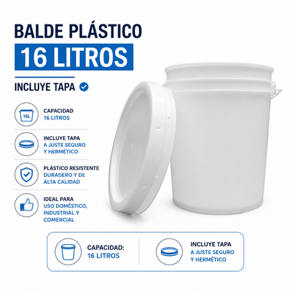 Balde Tineta 16 Lts. Estandar Con Tapa