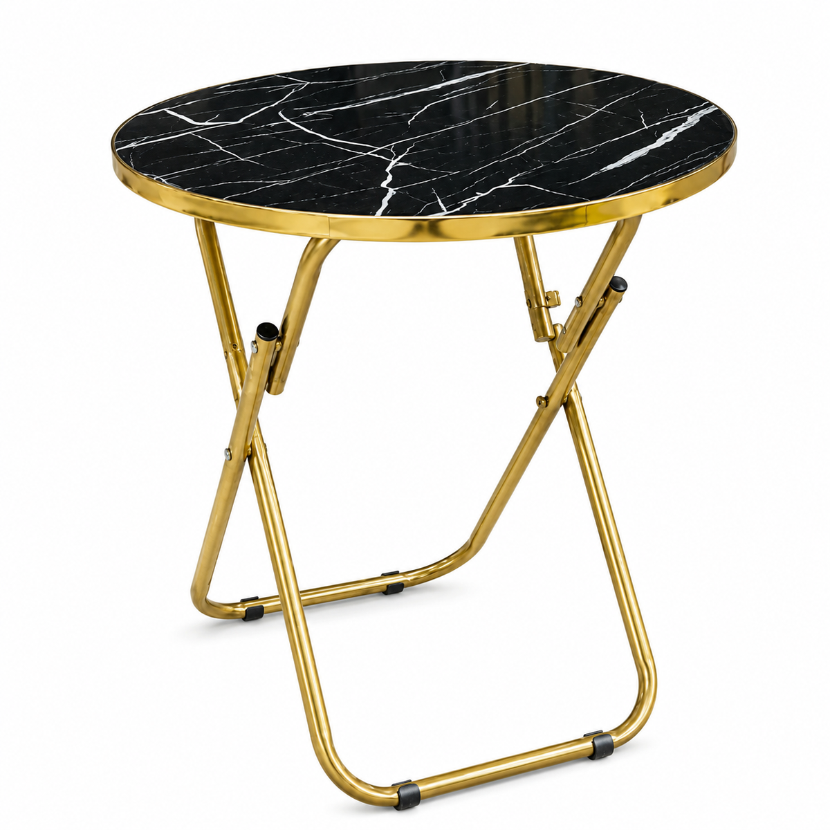 Mesa Plegable Auxiliar Multiuso 70x70 Redonda Neg