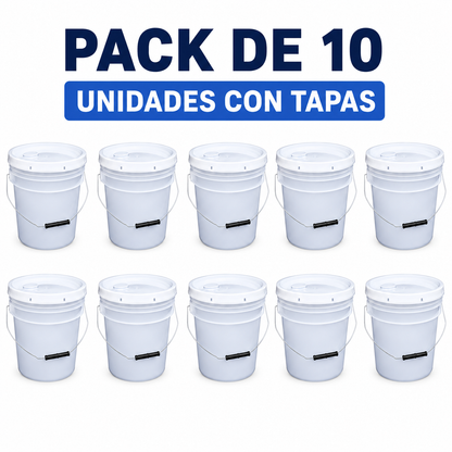 Balde 10 Litros Con Tapa Blanco (pack 10 Und)