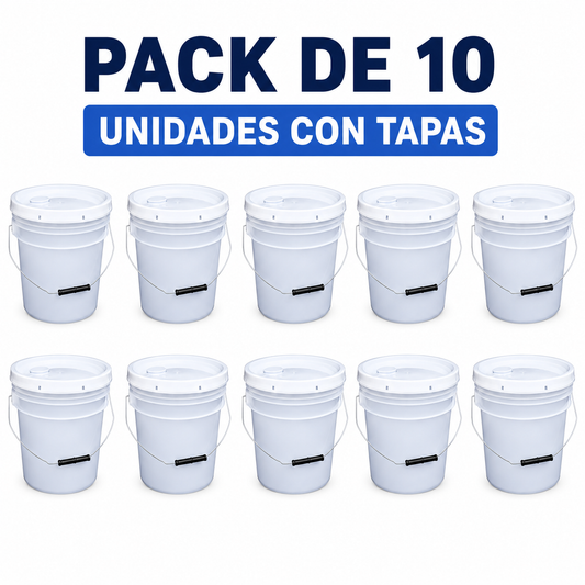 Balde 10 Litros Con Tapa Blanco (pack 10 Und)