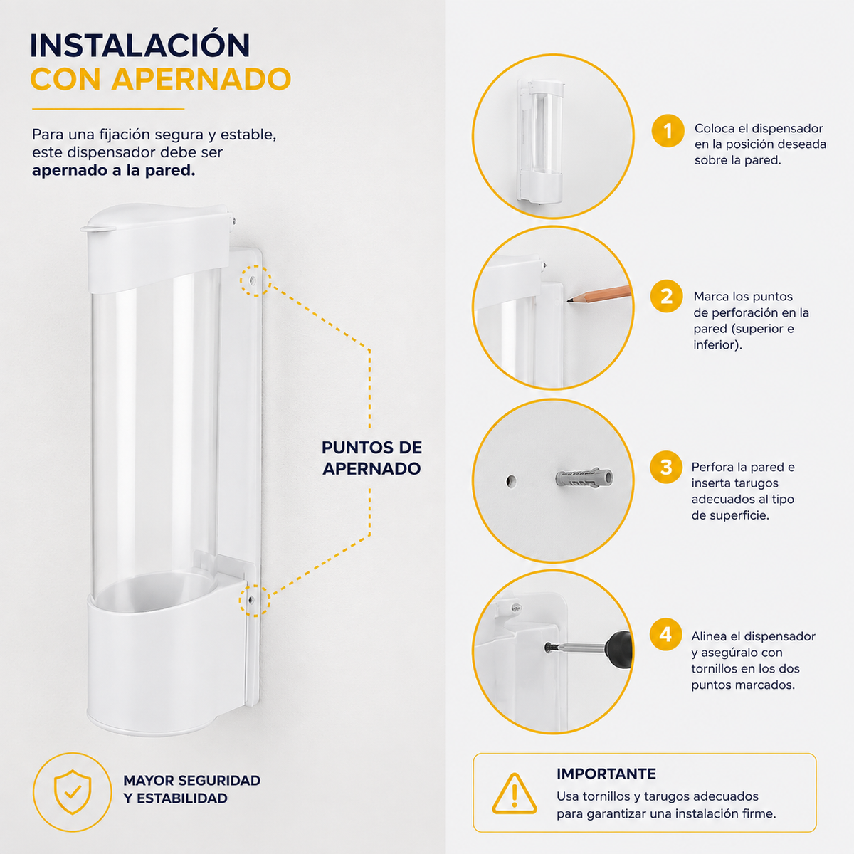 Portavasos Universal para Dispensador de Agua con pernos