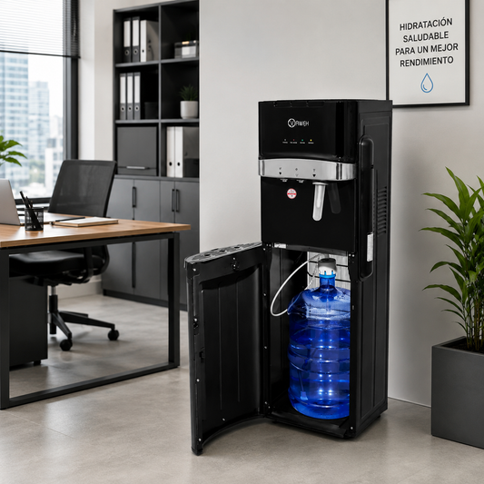 Dispensador de agua con gas con compresor y bidón oculto