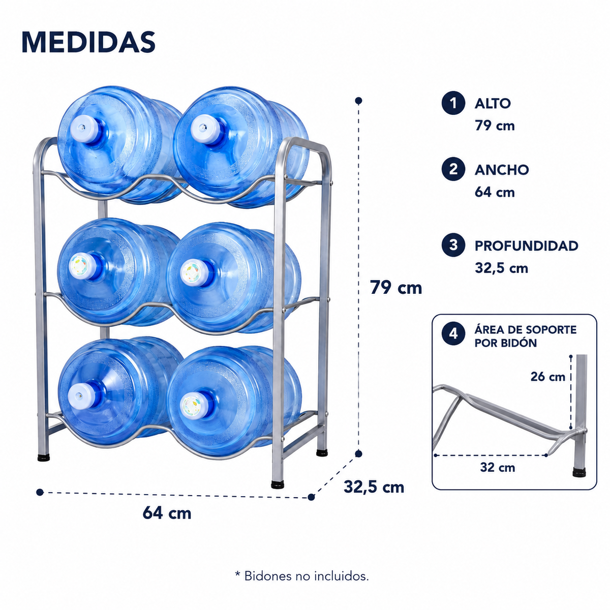 Estante Organizador Rack 6 Botellones Bidones Agua 20lt