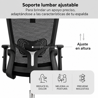Silla De Escritorio Cuba Alta Regulable Y Cabecero Negro Tela