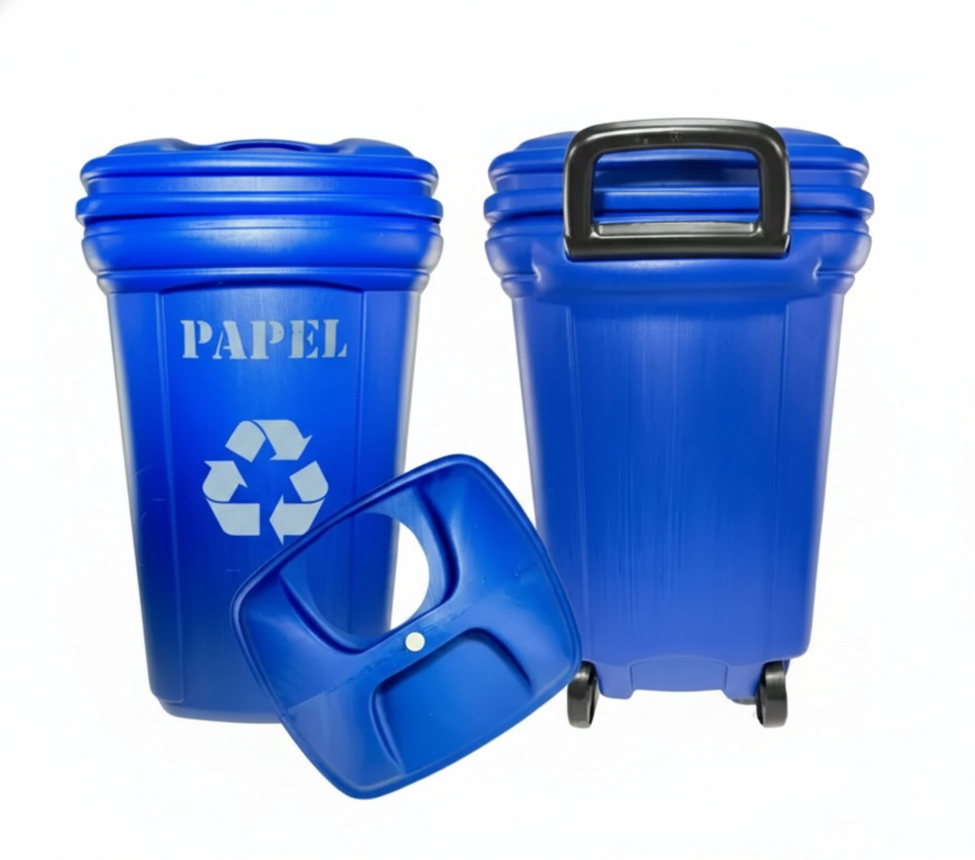 Contenedor de Basura Plástico 120 Litros con Ruedas | Uso Industrial y Hogar