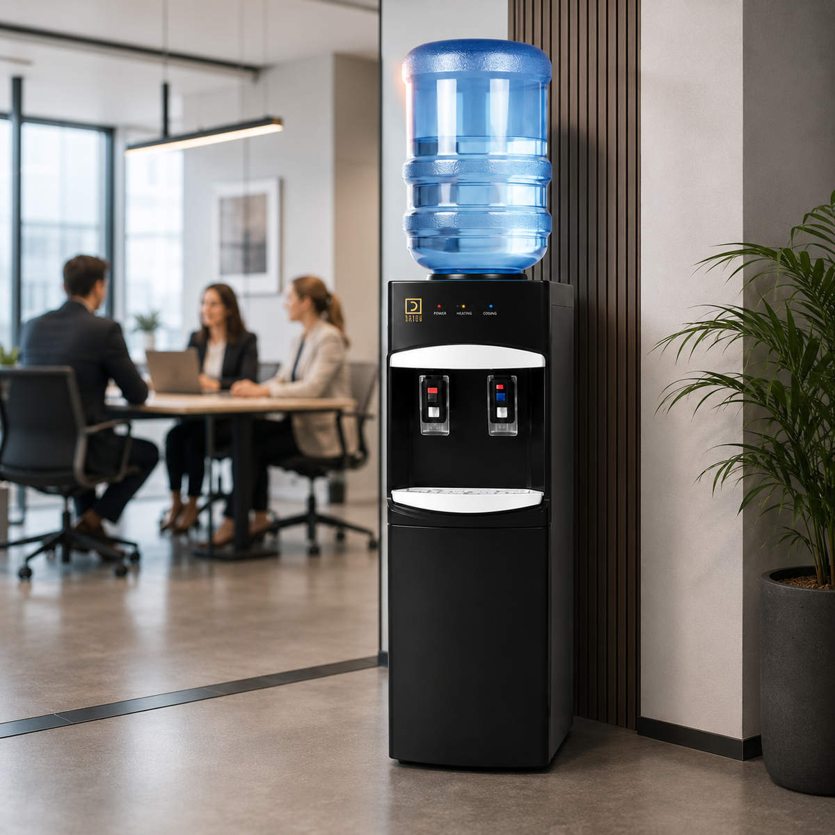 Dispensador de Agua Pedestal Frío y Caliente Negro Mate 93cm