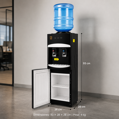 Dispensador de Agua Pedestal Frío y Caliente Negro Mate 93cm
