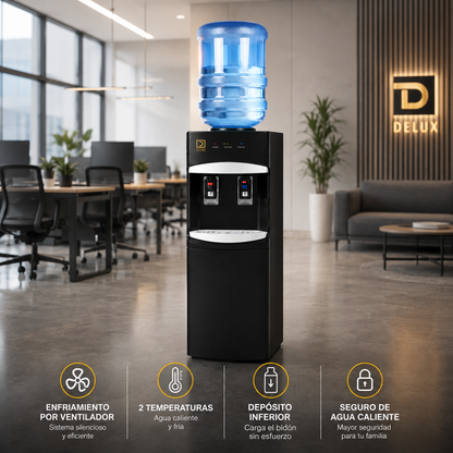 Dispensador de Agua Pedestal Frío y Caliente Negro Mate 93cm