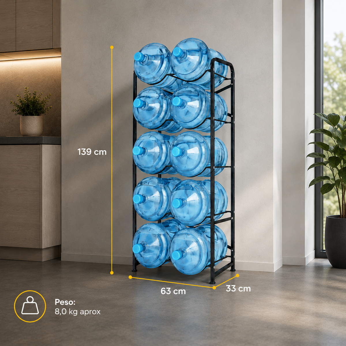 Rack Organizador 10 Botellones de Agua 20 Litros | Metal