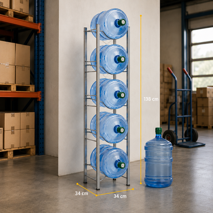 Rack Organizador 5 Botellones de Agua 20 Litros | Acero