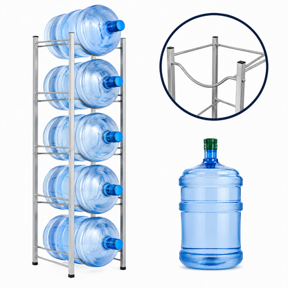 Rack Organizador 5 Botellones de Agua 20 Litros | Acero