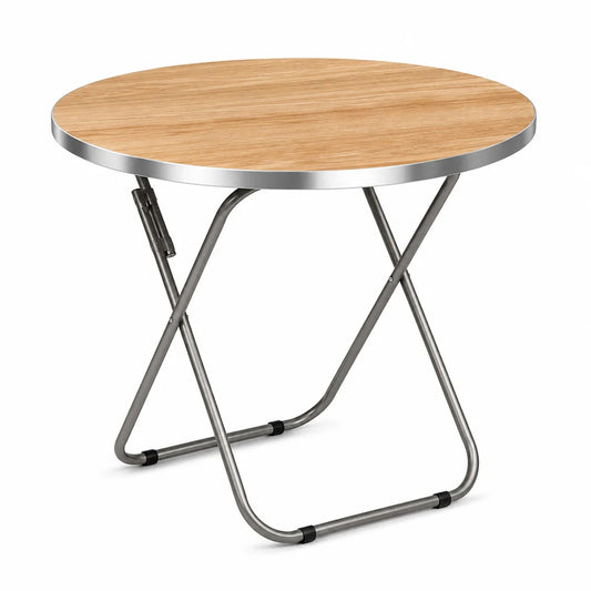 Mesa Plegable Auxiliar Multiuso 80x80 Redonda Marrón