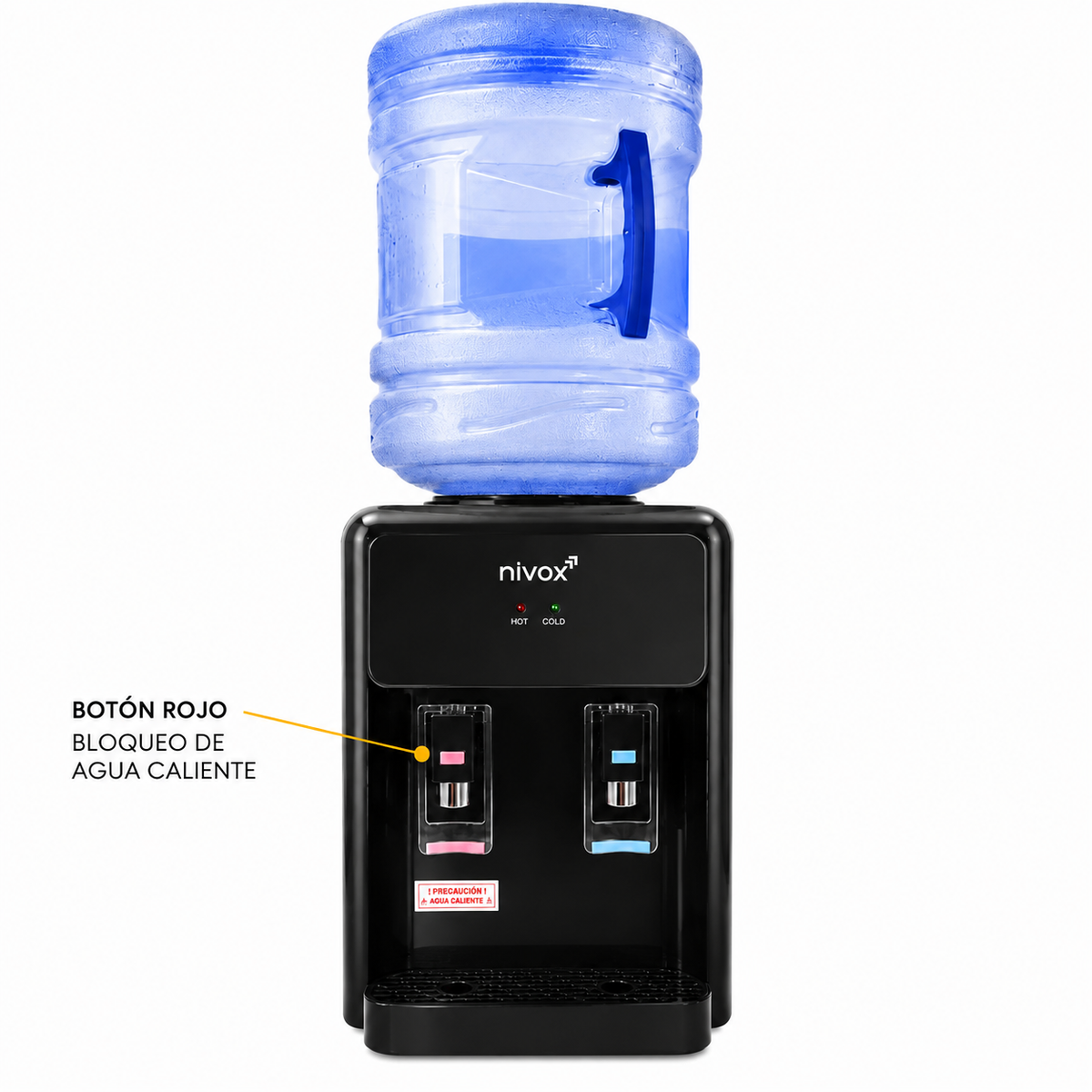 Dispensador de Agua Sobremesa Frío y Caliente Negro Mate | Nivox
