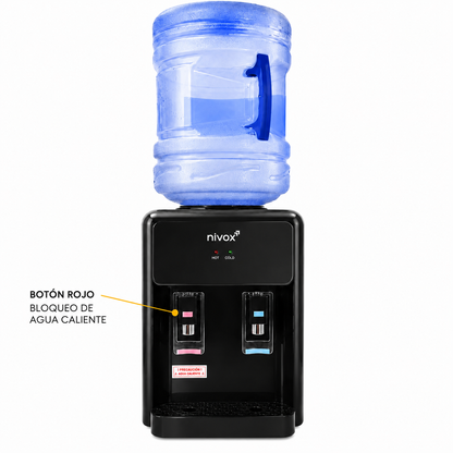Dispensador de Agua Sobremesa Frío y Caliente Negro Mate | Nivox