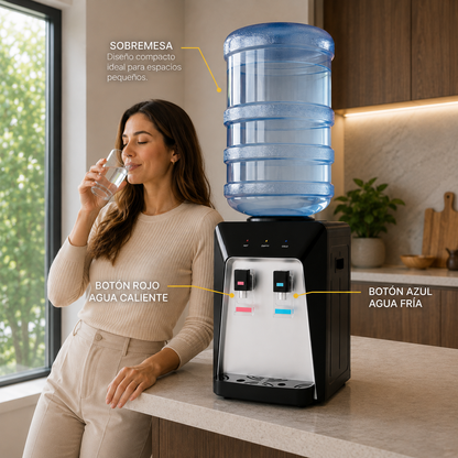 Dispensador de Agua Sobremesa Frío y Caliente Negro y Plata | Nivox