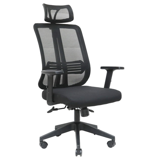 Silla De Escritorio Cuba Alta Brazo Reg Y Cabecero regulable Color Negro