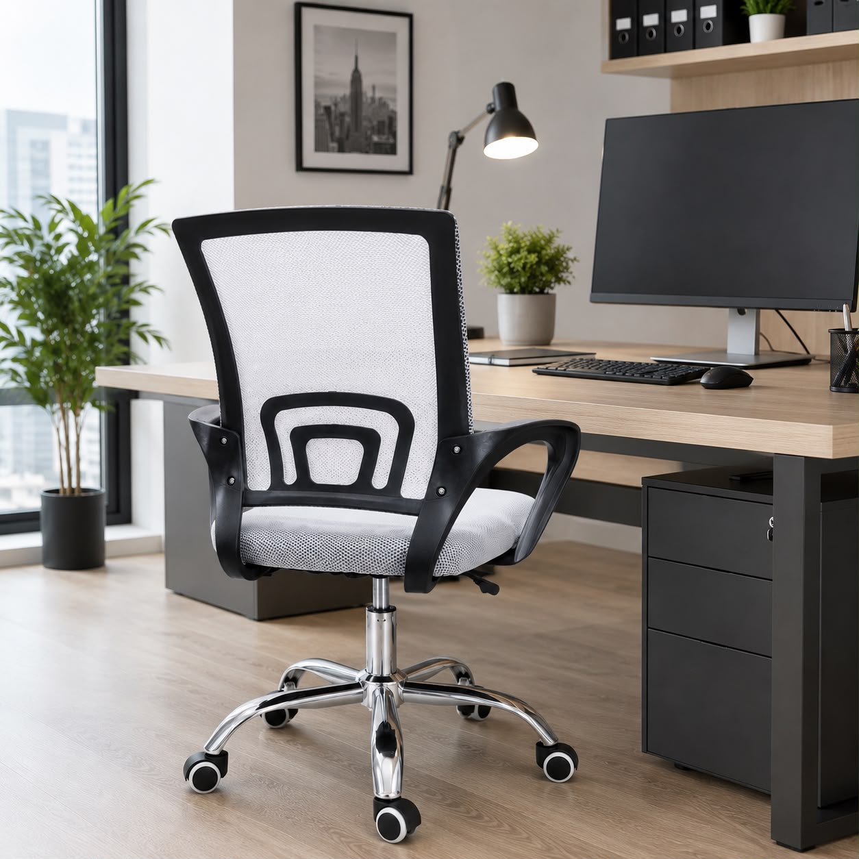 Silla De Oficina Pc Escritorio Mesh  Color Gris