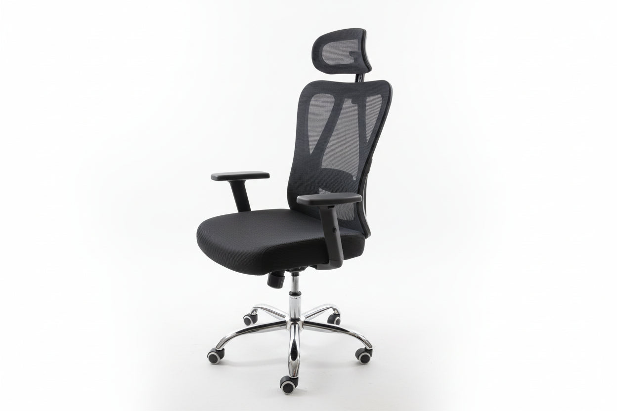 Silla De Escritorio Grecia Alta Brazo Reg Y Cabecero regulable Color Negro