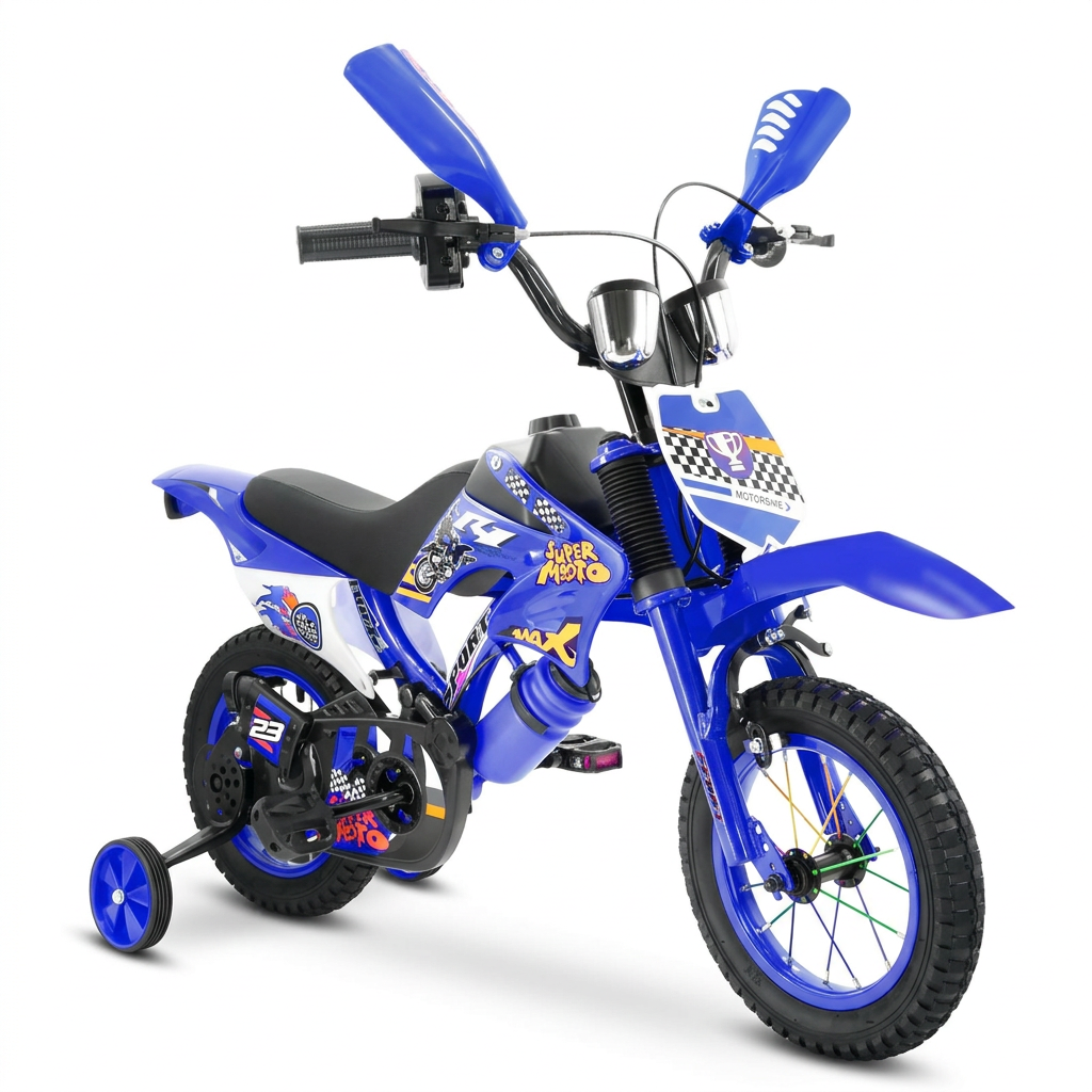 Bicicleta azul, vista de tres cuartos