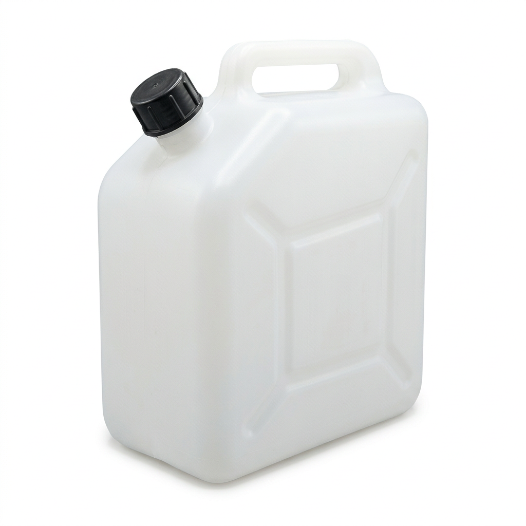 Bidón blanco de 15 litros sobre fondo blanco